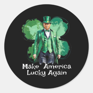Pegatina Redonda Hacer a Estados Unidos afortunado de nuevo patinad