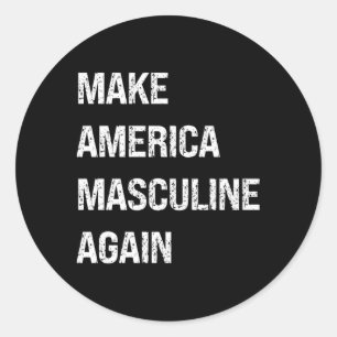 Pegatina Redonda Hacer a Estados Unidos Masculino nuevamente Mascul