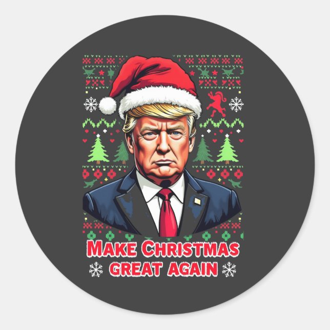 Pegatina Redonda Hacer a los Navidades grandes de nuevo feas navida (Anverso)