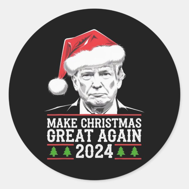 Pegatina Redonda Hacer a los Navidades grandes de nuevo Santa Funny (Anverso)