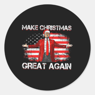 Pegatina Redonda Hacer a los Navidades grandes de nuevo Santa Funny