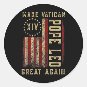 Pegatina Redonda Hacer al Vaticano Gran Camiseta De Nuevo, Papa Leo