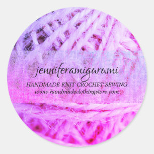 Pegatina Redonda Hacer Amigurumi con Hilo de Tejer Ganchillo Rosa