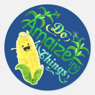 Pegatina Redonda Hacer cosas asombrosas - Punny Garden Classic Roun