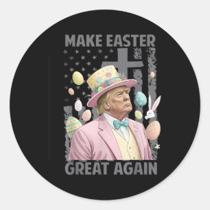 Pegatina Redonda Hacer de la Pascua una vez más divertida a Trump