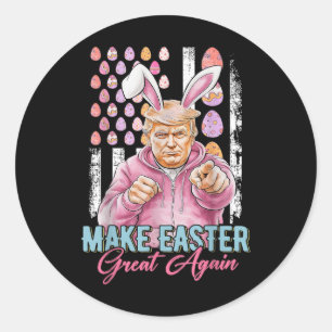 Pegatina Redonda Hacer de la Pascua una vez más divertida a Trump B