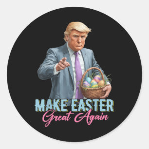 Pegatina Redonda Hacer de la Pascua una vez más divertida la caza d