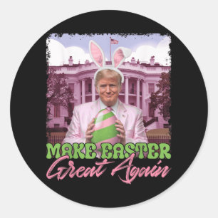 Pegatina Redonda Hacer de la Pascua una vez más divertida Trump Aza