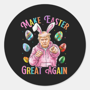 Pegatina Redonda Hacer de la Pascua una vez más divertida Trump Bun
