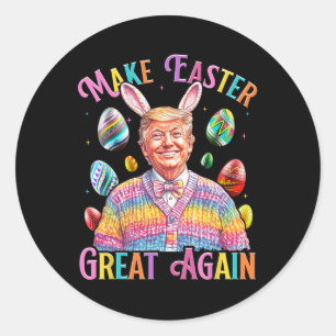 Pegatina Redonda Hacer de la Pascua una vez más divertida Trump Bun