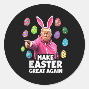 Pegatina Redonda Hacer de la Pascua una vez más divertida Trump Bun
