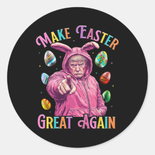 Pegatina Redonda Hacer de la Pascua una vez más divertida Trump Bun
