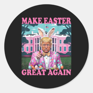 Pegatina Redonda Hacer de la Pascua una vez más divertida Trump Bun