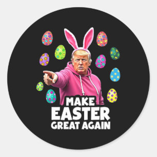 Pegatina Redonda Hacer de la Pascua una vez más divertida Trump Bun