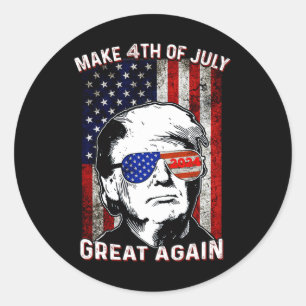 Pegatina Redonda Hacer El 4 De Julio Grande De Nuevo Trump