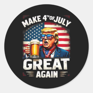 Pegatina Redonda Hacer El 4 De Julio Grande De Nuevo Trump Beer 1