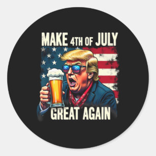 Pegatina Redonda Hacer El 4 De Julio Grande De Nuevo Trump Beer Cer