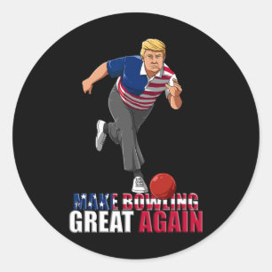 Pegatina Redonda Hacer el Bowling genial otra vez - Gracioso Trump 