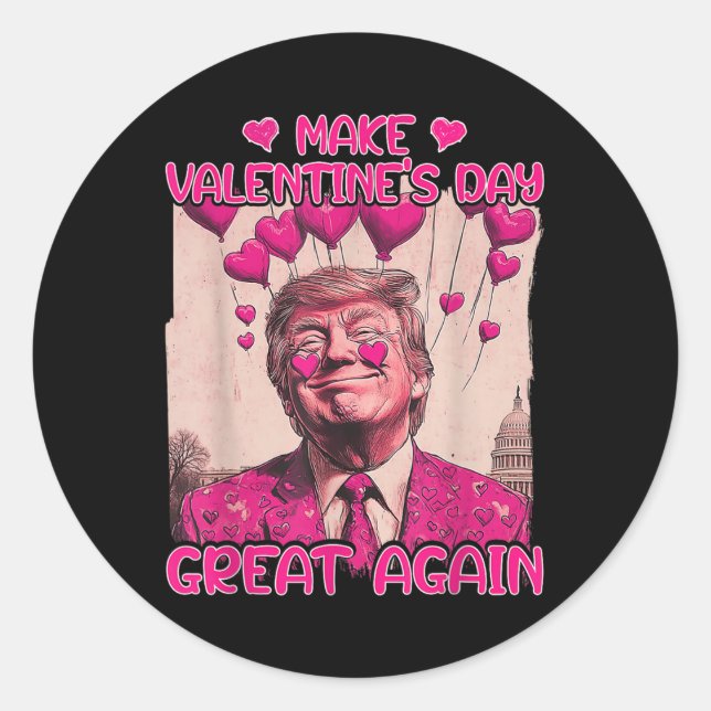 Pegatina Redonda Hacer grande al El día de San Valentín de nuevo di (Anverso)