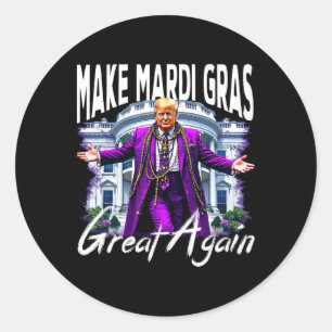 Pegatina Redonda Hacer grande al Mardi Gras de nuevo Trump