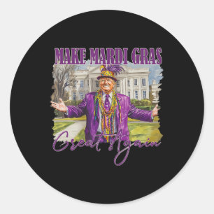 Pegatina Redonda Hacer grande al Mardi Gras de nuevo Trump