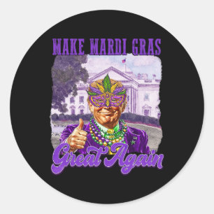Pegatina Redonda Hacer grande al Mardi Gras de nuevo Trump
