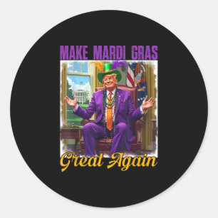 Pegatina Redonda Hacer grande al Mardi Gras de nuevo Trump