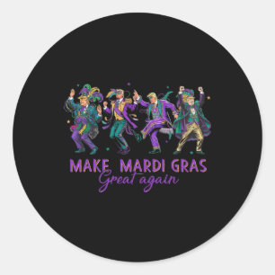Pegatina Redonda Hacer grande al Mardi Gras otra vez bailando a Tru