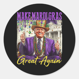 Pegatina Redonda Hacer grande de nuevo al Mardi Gras