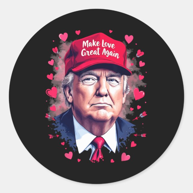 Pegatina Redonda Hacer grande el amor otra vez divertido a Trump El (Anverso)
