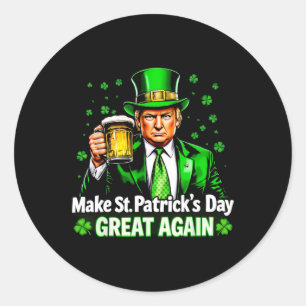 Pegatina Redonda Hacer grande el día de San Patricio otra vez la ce