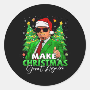 Pegatina Redonda Hacer grandes Navidades a Santa Trump de nuevo