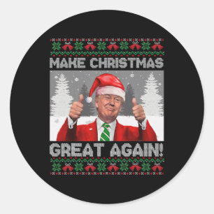 Pegatina Redonda Hacer grandes Navidades de nuevo graciosos a Trump