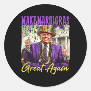 Pegatina Redonda Hacer Mardi Gras Grande de Nuevo
