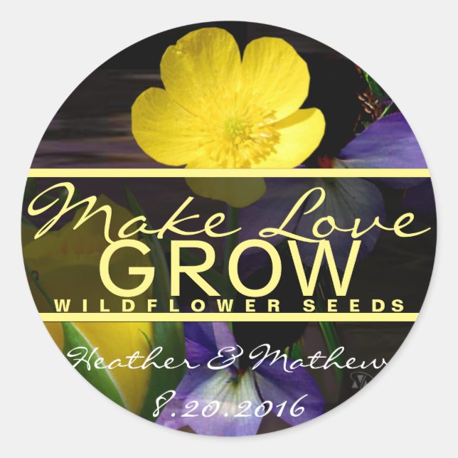 Pegatina Redonda Hacer que el amor crezca Pegatinas (Anverso)