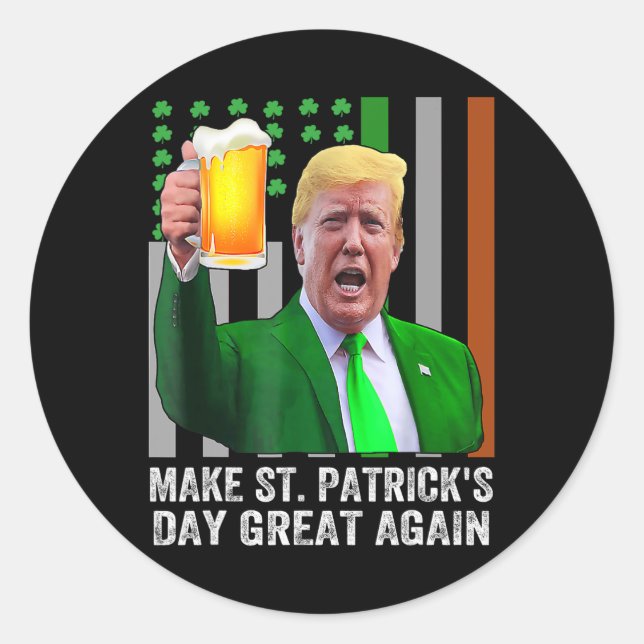 Pegatina Redonda Hacer que el Día de San Patricio sea grande otra v (Anverso)