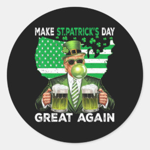 Pegatina Redonda Hacer que el Día de San Patricio sea grande otra v