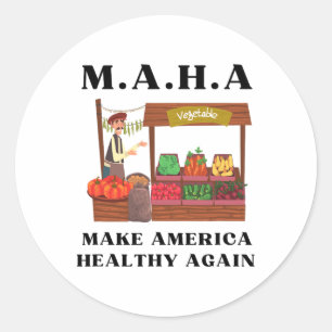 Pegatina Redonda Hacer que Estados Unidos vuelva a ser saludable co