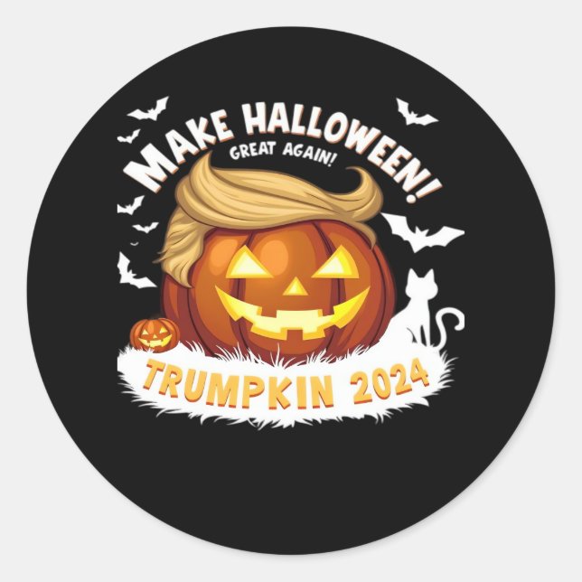 Pegatina Redonda Hacer que Halloween sea grande otra vez Trumpkin (Anverso)