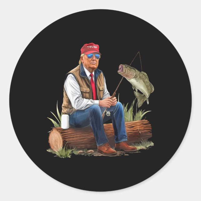 Pegatina Redonda Hacer Que La Pesca Sea Grande Otra Vez Divertida P (Anverso)