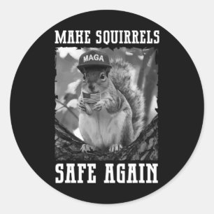 Pegatina Redonda Hacer Que Las Ardillas Sean Seguras De Nuevo Trump