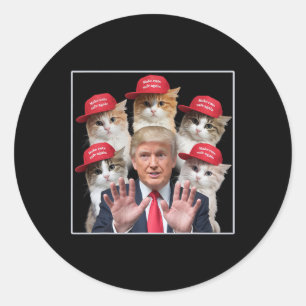Pegatina Redonda Hacer que los gatos vuelvan a estar seguros Trump 