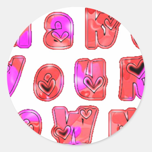Pegatina Redonda Hacer que sus propios corazones Art Print Design (Anverso)