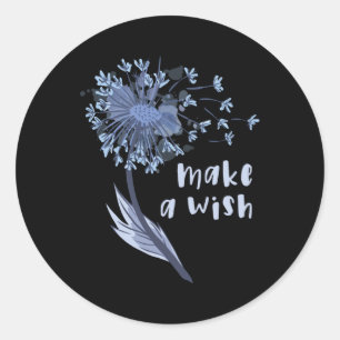Pegatina Redonda Hacer un deseo Dandelion Flower