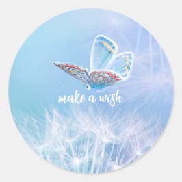 Pegatina Redonda Hacer un diseño de dandelion y mariposa de buen gu