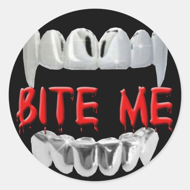 Pegatina Redonda Hacerme Comer Sangre Y Pegatinas Dientes (Anverso)