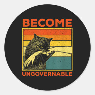 Pegatina Redonda Hacerse ingobernable - Gracioso gato negro mordaz