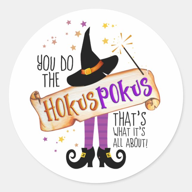 Pegatina Redonda Haces el Hokus Pokus Witch Magic ID982 (Anverso)