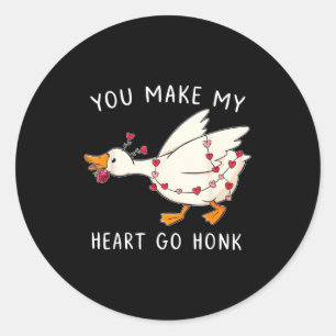Pegatina Redonda Haces que mi corazón haga Honk Ganso Divertido San