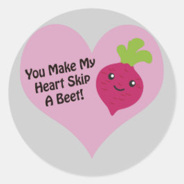 Pegatina Redonda Haces Que Mi Corazón Salte Una remolacha